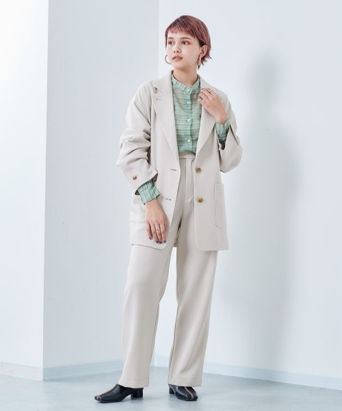 cepo（セポ）の「２ＷＡＹテーラードジャケット　※セットアップ可能（テーラードジャケット・レディース・オフホワイト/ブルー・M）」の12枚目の写真