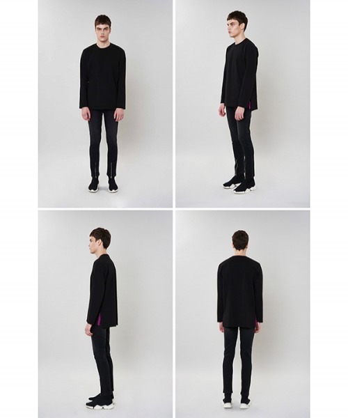 VABEU(バーベウ)の「【VABEU 】サイドラインポイントティーシャツ / Sideline Pointed T-shirts(Tシャツ/カットソー・メンズ・ブラック/グレー/アイボリー・LARGE/XX-LARGE)」の5枚目の写真