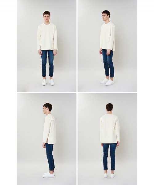 VABEU(バーベウ)の「【VABEU 】サイドラインポイントティーシャツ / Sideline Pointed T-shirts(Tシャツ/カットソー・メンズ・ブラック/グレー/アイボリー・LARGE/XX-LARGE)」の8枚目の写真