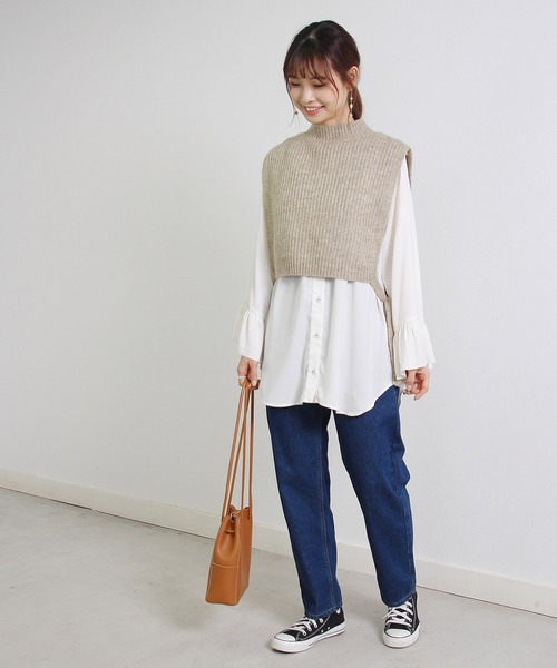 Crisp（クリスプ）の「ベーシックデニムパンツ（デニムパンツ・レディース・ネイビー/ブルー/アイボリー/ブラック・FREE）」の5枚目の写真