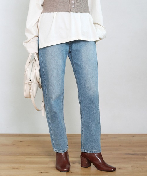 Crisp（クリスプ）の「ベーシックデニムパンツ（デニムパンツ・レディース・ネイビー/ブルー/アイボリー/ブラック・FREE）」の6枚目の写真