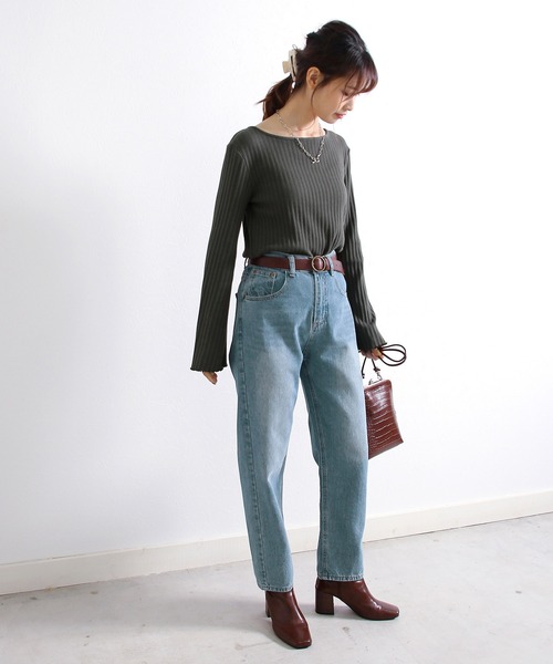 Crisp（クリスプ）の「ベーシックデニムパンツ（デニムパンツ・レディース・ネイビー/ブルー/アイボリー/ブラック・FREE）」の12枚目の写真