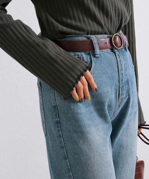 Crisp（クリスプ）の「ベーシックデニムパンツ（デニムパンツ・レディース・ネイビー/ブルー/アイボリー/ブラック・FREE）」の8枚目の写真