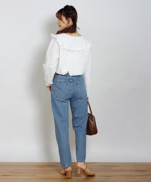 Crisp（クリスプ）の「ベーシックデニムパンツ（デニムパンツ・レディース・ネイビー/ブルー/アイボリー/ブラック・FREE）」の20枚目の写真