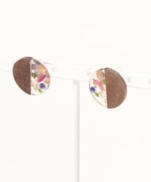 リサイクルウッドサークル樹脂ピアス