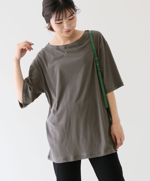 SLOBE IENA(スローブイエナ)の「ハイツイスト天竺5分袖TEE【手洗い可能】◆(Tシャツ/カットソー・レディース・ホワイト/グレー/カーキ/ピンク・FREE)」の3枚目の写真