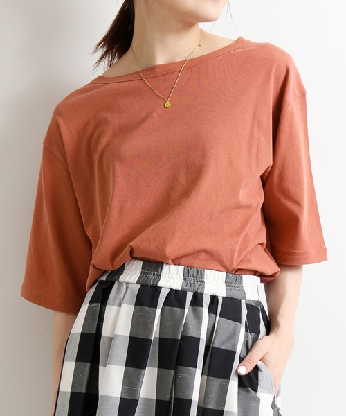 SLOBE IENA(スローブイエナ)の「ハイツイスト天竺5分袖TEE【手洗い可能】◆(Tシャツ/カットソー・レディース・ホワイト/グレー/カーキ/ピンク・FREE)」の8枚目の写真