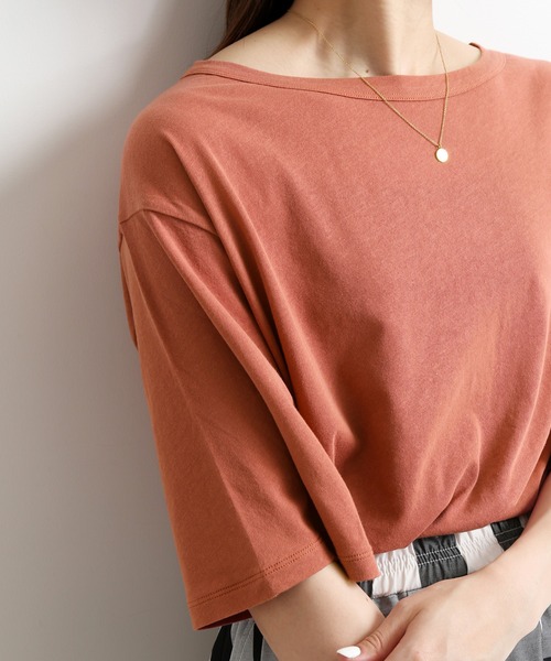 SLOBE IENA(スローブイエナ)の「ハイツイスト天竺5分袖TEE【手洗い可能】◆(Tシャツ/カットソー・レディース・ホワイト/グレー/カーキ/ピンク・FREE)」の13枚目の写真