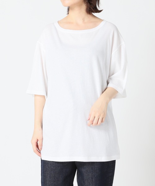 SLOBE IENA(スローブイエナ)の「ハイツイスト天竺5分袖TEE【手洗い可能】◆(Tシャツ/カットソー・レディース・ホワイト/グレー/カーキ/ピンク・FREE)」の6枚目の写真