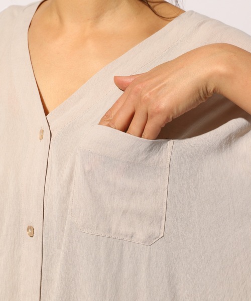 BAYFLOW（ベイフロー）の「シアーシャツワンピース（ワンピース・レディース・ブラック/ベージュ/ライトグリーン・FREE）」の18枚目の写真