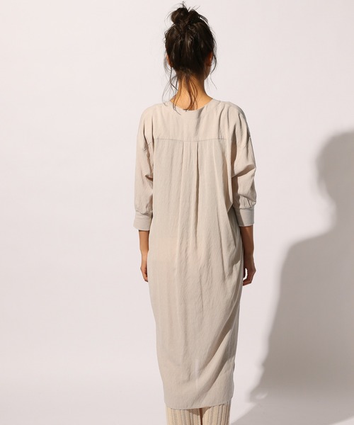 BAYFLOW（ベイフロー）の「シアーシャツワンピース（ワンピース・レディース・ブラック/ベージュ/ライトグリーン・FREE）」の14枚目の写真