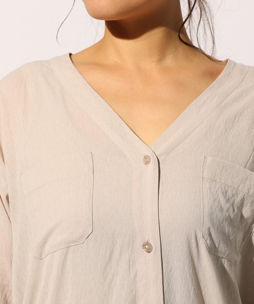 BAYFLOW（ベイフロー）の「シアーシャツワンピース（ワンピース・レディース・ブラック/ベージュ/ライトグリーン・FREE）」の16枚目の写真