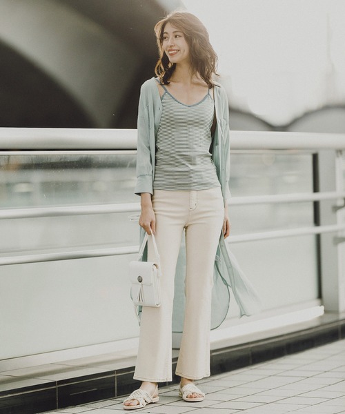 BAYFLOW（ベイフロー）の「シアーシャツワンピース（ワンピース・レディース・ブラック/ベージュ/ライトグリーン・FREE）」の6枚目の写真