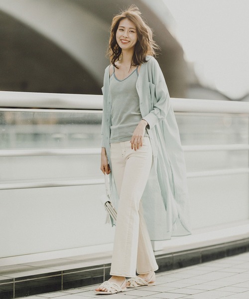 BAYFLOW（ベイフロー）の「シアーシャツワンピース（ワンピース・レディース・ブラック/ベージュ/ライトグリーン・FREE）」の7枚目の写真