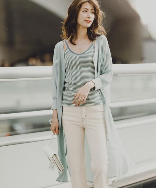 BAYFLOW（ベイフロー）の「シアーシャツワンピース（ワンピース・レディース・ブラック/ベージュ/ライトグリーン・FREE）」の4枚目の写真