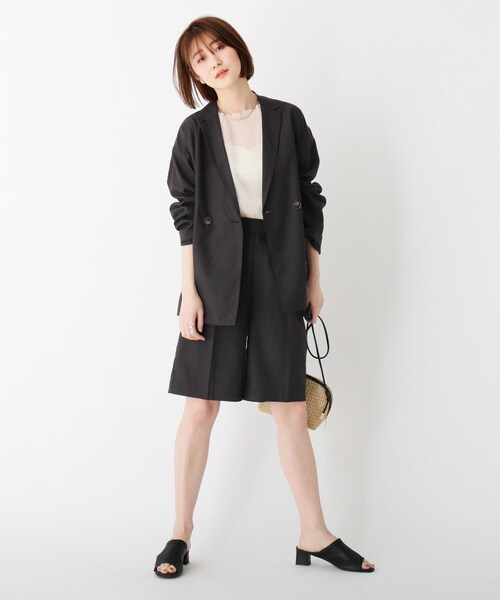 AG by aquagirl（エージーバイアクアガール）の「◆コットンリネンゆるテーラージャケット（テーラードジャケット・レディース・ガンメタ/オリーブ・38/36）」の3枚目の写真