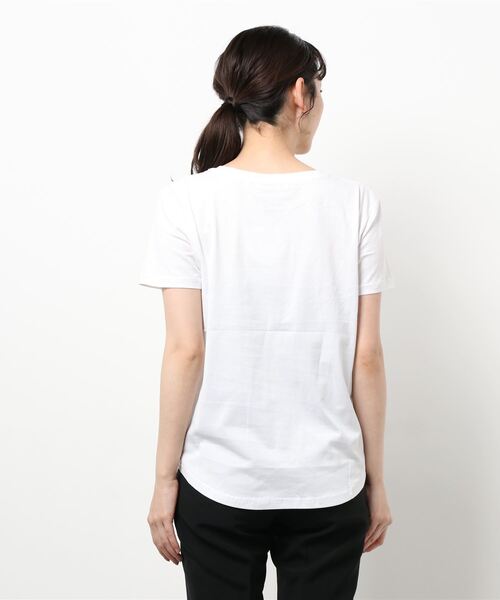 INTERPLANET（インタープラネット）の「オーガニックコットンテープ刺繍プルオーバー（Tシャツ/カットソー・レディース・チャコールグレー/オフホワイト/オリーブ・FREE）」の5枚目の写真