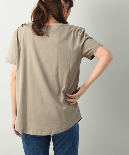 INTERPLANET（インタープラネット）の「オーガニックコットンテープ刺繍プルオーバー（Tシャツ/カットソー・レディース・チャコールグレー/オフホワイト/オリーブ・FREE）」の8枚目の写真