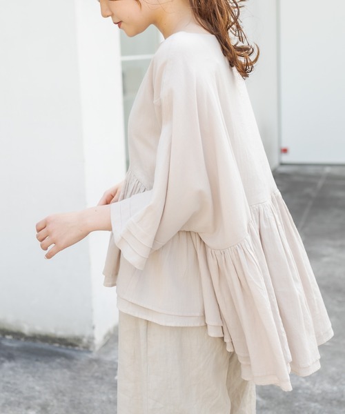 PUAL CE CIN（ピュアルセシン）の「インドコットンボイルプルオーバーブラウス（シャツ/ブラウス・レディース・ホワイト/ブラック/ベージュ/ブルー/ローズ・FREE）」の16枚目の写真