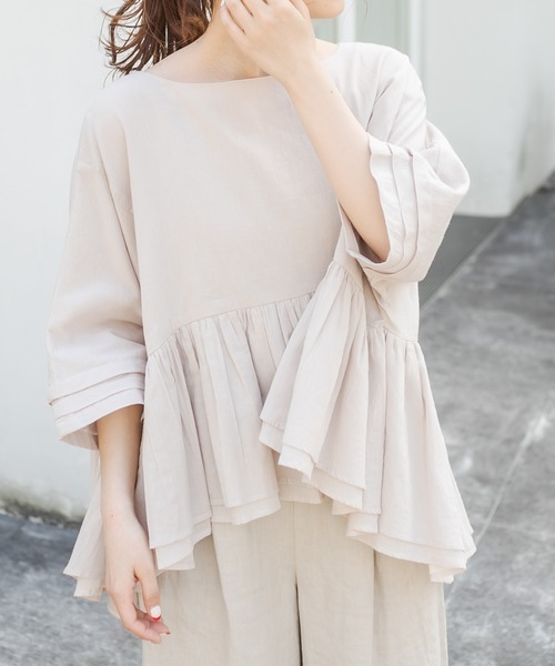 PUAL CE CIN（ピュアルセシン）の「インドコットンボイルプルオーバーブラウス（シャツ/ブラウス・レディース・ホワイト/ブラック/ベージュ/ブルー/ローズ・FREE）」の15枚目の写真