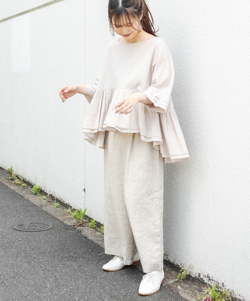 PUAL CE CIN（ピュアルセシン）の「インドコットンボイルプルオーバーブラウス（シャツ/ブラウス・レディース・ホワイト/ブラック/ベージュ/ブルー/ローズ・FREE）」の19枚目の写真