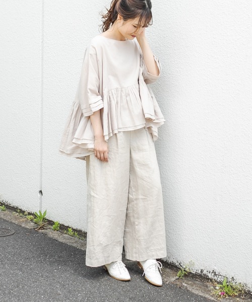 PUAL CE CIN（ピュアルセシン）の「インドコットンボイルプルオーバーブラウス（シャツ/ブラウス・レディース・ホワイト/ブラック/ベージュ/ブルー/ローズ・FREE）」の21枚目の写真