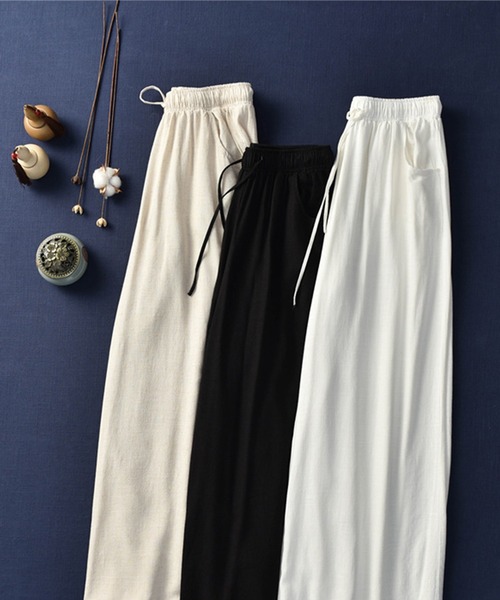 aimoha（アイモハ）の「綿麻ワイドパンツ（その他パンツ・レディース・ブラック/グリーン/オフホワイト/ホワイト/ピンク・MEDIUM/LARGE/SMALL）」の18枚目の写真