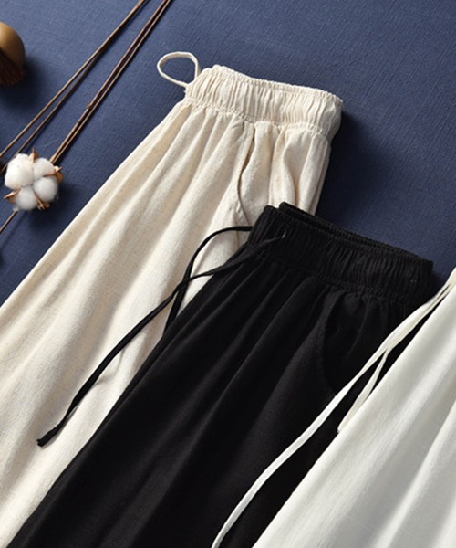 aimoha（アイモハ）の「綿麻ワイドパンツ（その他パンツ・レディース・ブラック/グリーン/オフホワイト/ホワイト/ピンク・MEDIUM/LARGE/SMALL）」の19枚目の写真