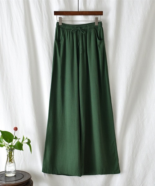 aimoha（アイモハ）の「綿麻ワイドパンツ（その他パンツ・レディース・ブラック/グリーン/オフホワイト/ホワイト/ピンク・MEDIUM/LARGE/SMALL）」の16枚目の写真