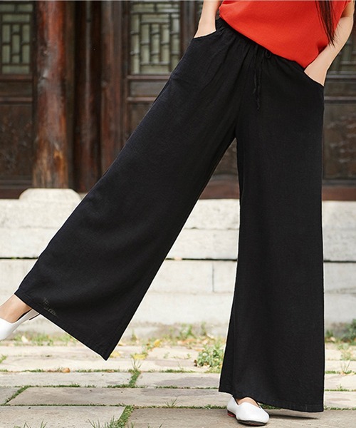 aimoha（アイモハ）の「綿麻ワイドパンツ（その他パンツ・レディース・ブラック/グリーン/オフホワイト/ホワイト/ピンク・MEDIUM/LARGE/SMALL）」の10枚目の写真