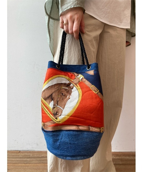 BEARDSLEY(ビアズリー)の「【アソート】ヴィンテージスカーフバッグ(トートバッグ・レディース・インディゴブルー・FREE)」の5枚目の写真