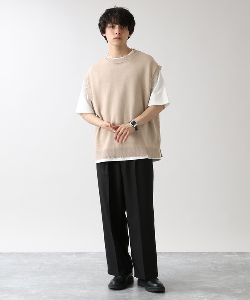 RAGEBLUE（レイジブルー）の「綿麻ダメージニットクルーベスト/949595（ベスト・メンズ・ブラック/ベージュ/ブラウン・MEDIUM/LARGE）」の11枚目の写真