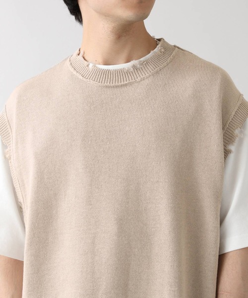 RAGEBLUE（レイジブルー）の「綿麻ダメージニットクルーベスト/949595（ベスト・メンズ・ブラック/ベージュ/ブラウン・MEDIUM/LARGE）」の18枚目の写真