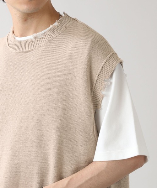 RAGEBLUE（レイジブルー）の「綿麻ダメージニットクルーベスト/949595（ベスト・メンズ・ブラック/ベージュ/ブラウン・MEDIUM/LARGE）」の20枚目の写真