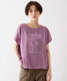 DRESKIP | シフォンレイヤード転写プリントTシャツ(Tシャツ/カットソー)