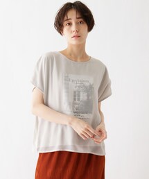 DRESKIP | ひんやりシフォンレイヤード転写プリントTシャツ(Tシャツ/カットソー)