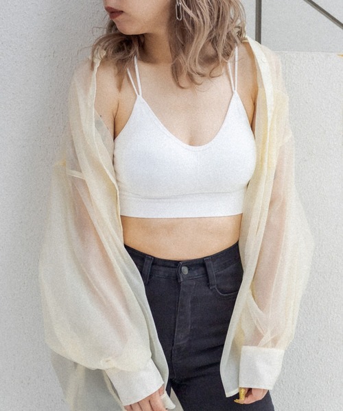 RASVOA(ラスボア)の「ダブルストラップブラトップ(キャミソール・レディース・ブラック/オフホワイト・FREE)」の1枚目の写真