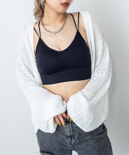 RASVOA(ラスボア)の「ダブルストラップブラトップ(キャミソール・レディース・ブラック/オフホワイト・FREE)」の2枚目の写真