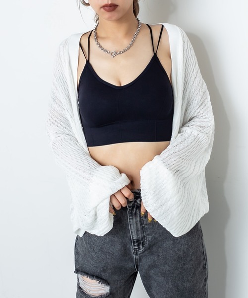 RASVOA(ラスボア)の「ダブルストラップブラトップ(キャミソール・レディース・ブラック/オフホワイト・FREE)」の10枚目の写真