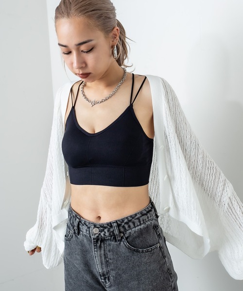 RASVOA(ラスボア)の「ダブルストラップブラトップ(キャミソール・レディース・ブラック/オフホワイト・FREE)」の12枚目の写真