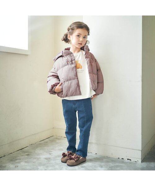 apres les cours（アプレレクール）の「ダブルボタン中綿アウター_ウォッシャブル（ダウンジャケット/コート・キッズ・ベージュ/ミント/アイボリー・120/130/80/90/110/100/140）」の4枚目の写真