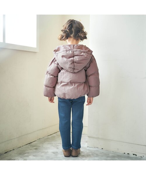 apres les cours（アプレレクール）の「ダブルボタン中綿アウター_ウォッシャブル（ダウンジャケット/コート・キッズ・ベージュ/ミント/アイボリー・120/130/80/90/110/100/140）」の5枚目の写真