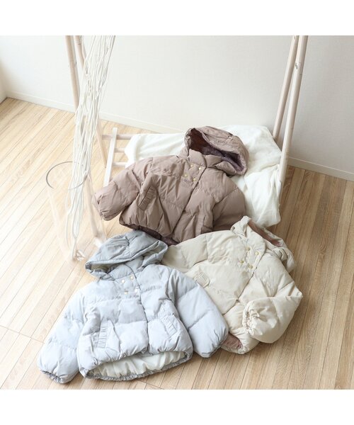 apres les cours（アプレレクール）の「ダブルボタン中綿アウター_ウォッシャブル（ダウンジャケット/コート・キッズ・ベージュ/ミント/アイボリー・120/130/80/90/110/100/140）」の16枚目の写真