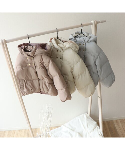 apres les cours（アプレレクール）の「ダブルボタン中綿アウター_ウォッシャブル（ダウンジャケット/コート・キッズ・ベージュ/ミント/アイボリー・120/130/80/90/110/100/140）」の17枚目の写真