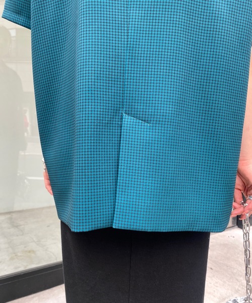 WHO'S WHO gallery（フーズフーギャラリー）の「チェックダブルジャケット（テーラードジャケット・レディース・ダークグリーン/ベージュ/ブラウン・FREE）」の6枚目の写真