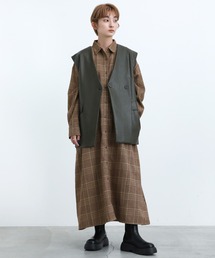 チェック柄シャツワンピース