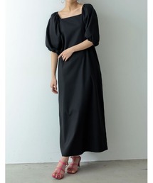 2WAYパフスリーブリネンマキシワンピース