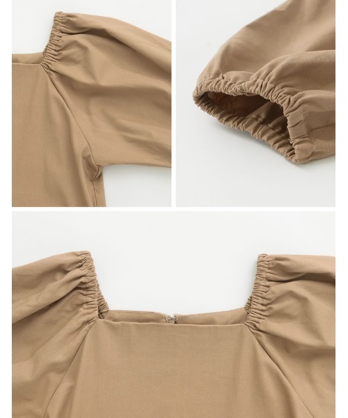 Re:EDIT(リエディ)の「2WAYパフスリーブリネンマキシワンピース(ワンピース・レディース・ブラック/ベージュ/ブラウン/オレンジ/ブルー/ダークオレンジ・MEDIUM/LARGE/SHORT/TALL)」の11枚目の写真