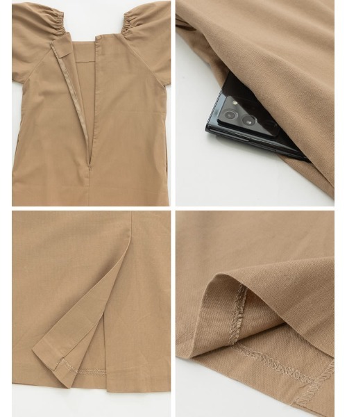 Re:EDIT(リエディ)の「2WAYパフスリーブリネンマキシワンピース(ワンピース・レディース・ブラック/ベージュ/ブラウン/オレンジ/ブルー/ダークオレンジ・MEDIUM/LARGE/SHORT/TALL)」の9枚目の写真