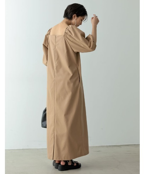 Re:EDIT(リエディ)の「2WAYパフスリーブリネンマキシワンピース(ワンピース・レディース・ブラック/ベージュ/ブラウン/オレンジ/ブルー/ダークオレンジ・MEDIUM/LARGE/SHORT/TALL)」の15枚目の写真